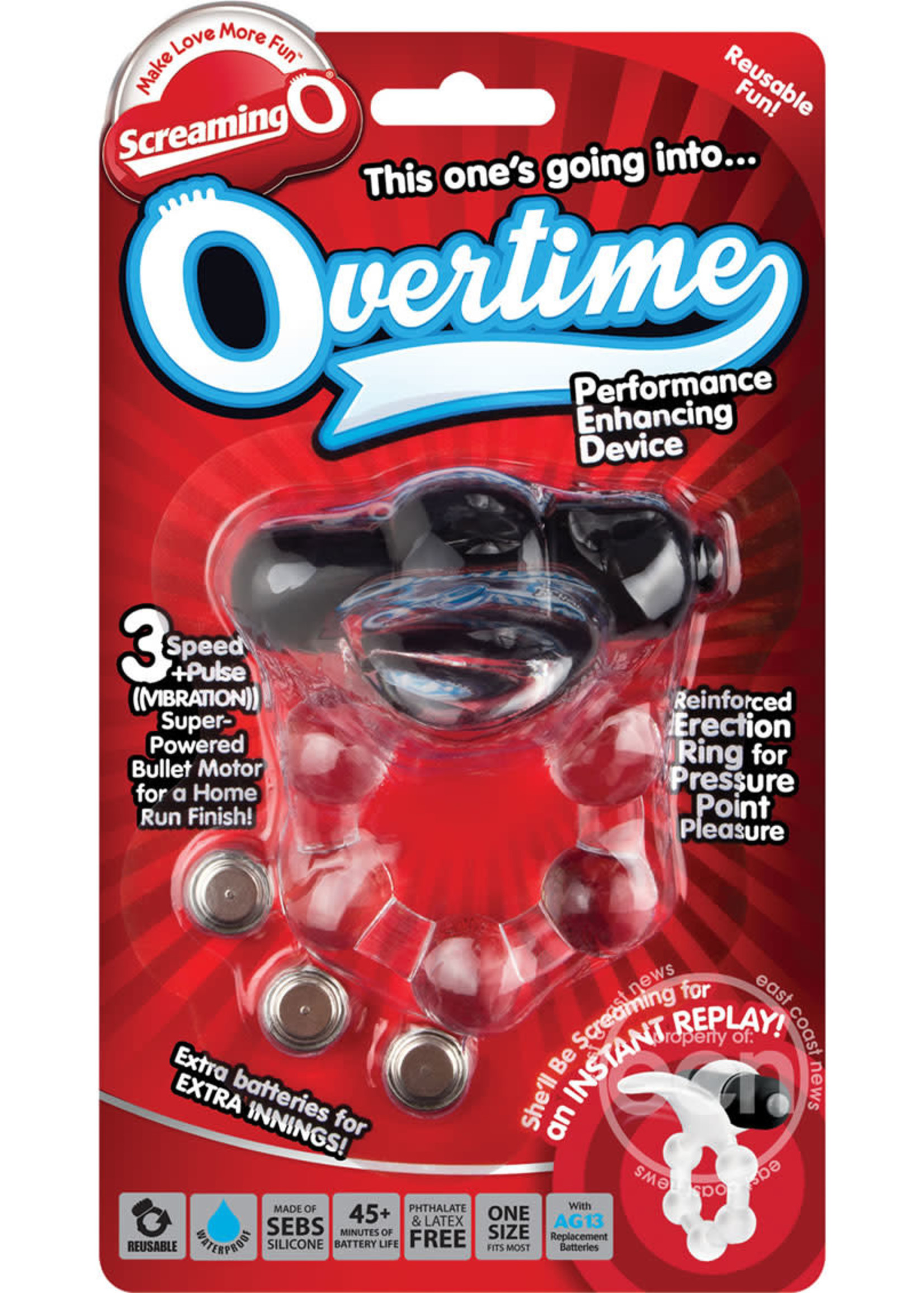 Screaming O Overtime Silicone Vibrating Cockring Waterproof Black