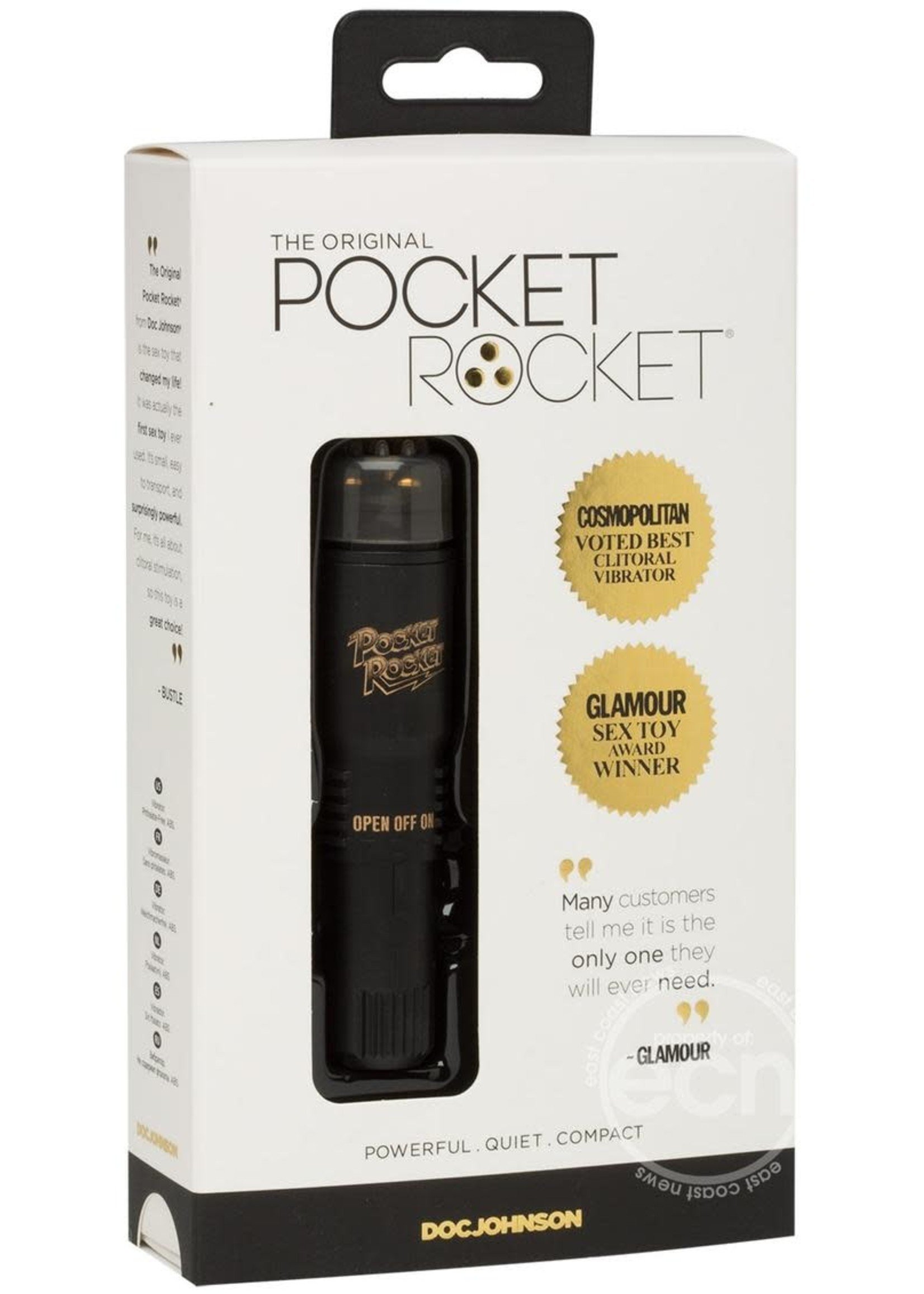 Doc Johnson Pocket Rocket Limited Edition Mini Massager Velvet Touch Black