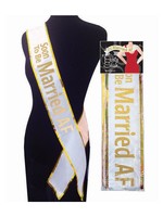 Little Genie Productions Soon To Be Married AF Party Sash White/Gold