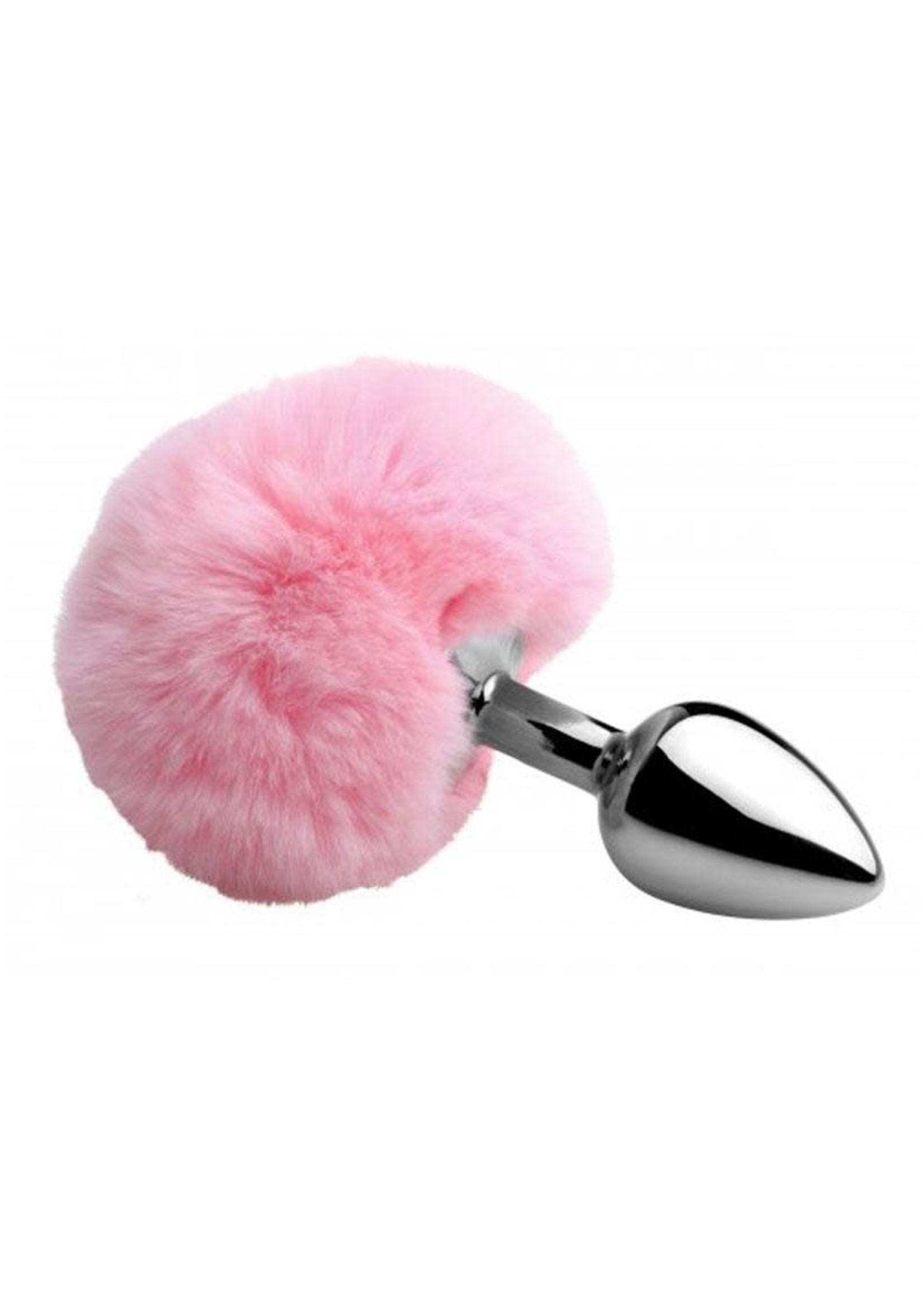 XR Brands Tailz Fluffy Bunny Tail Anal Plug - Pink And Silver