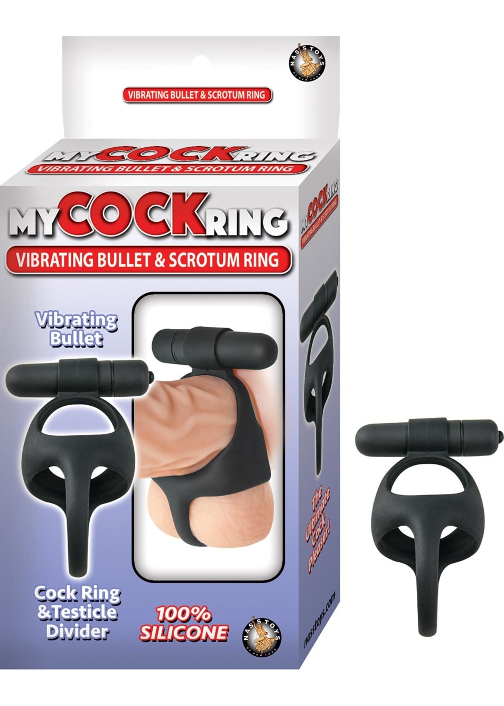 Nasstoys My Cockring Vibrating Bullet & Scrotum Ring - Black
