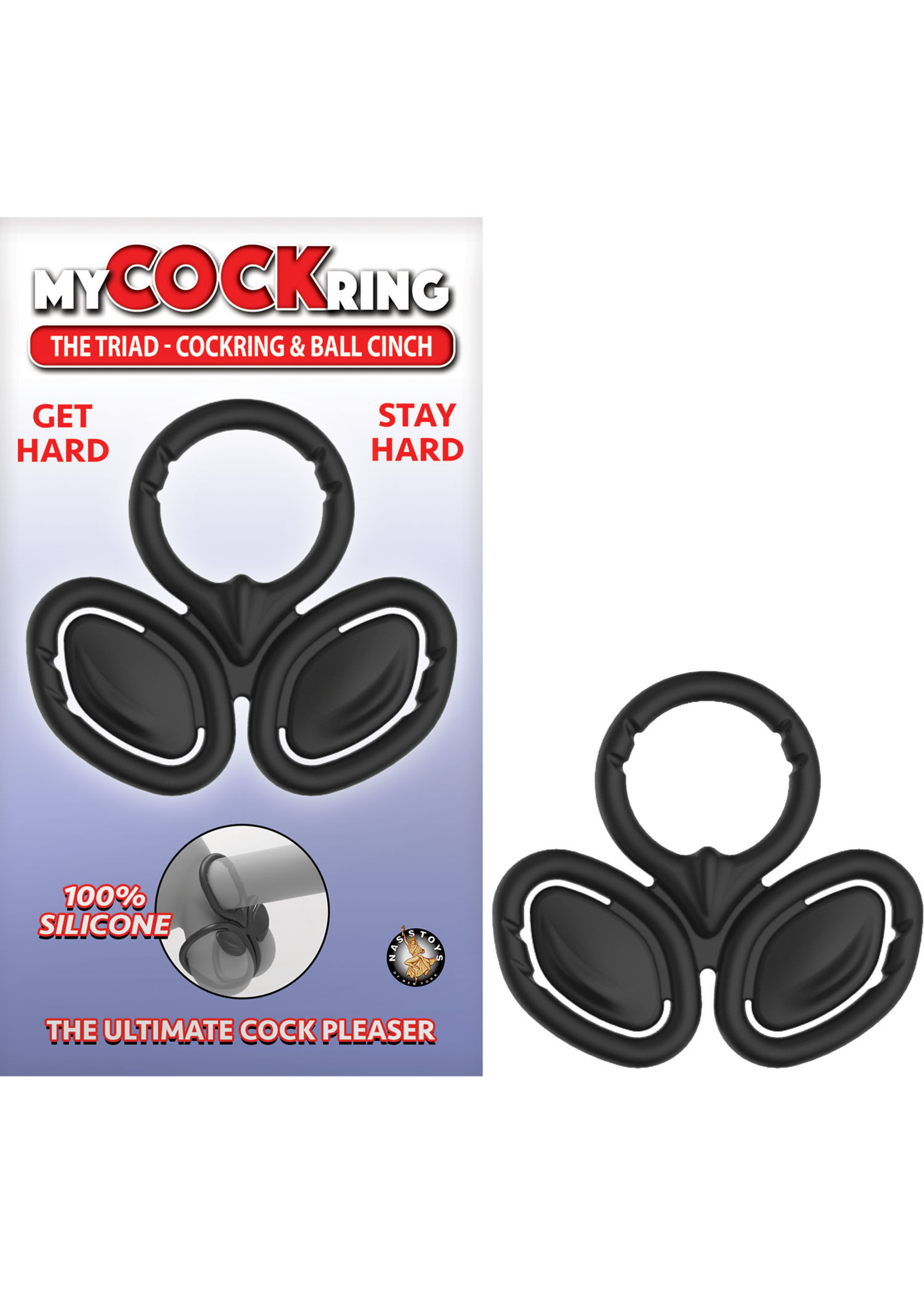 Nasstoys My Cockring The Triad-Cockring & Ball Cinch-Black