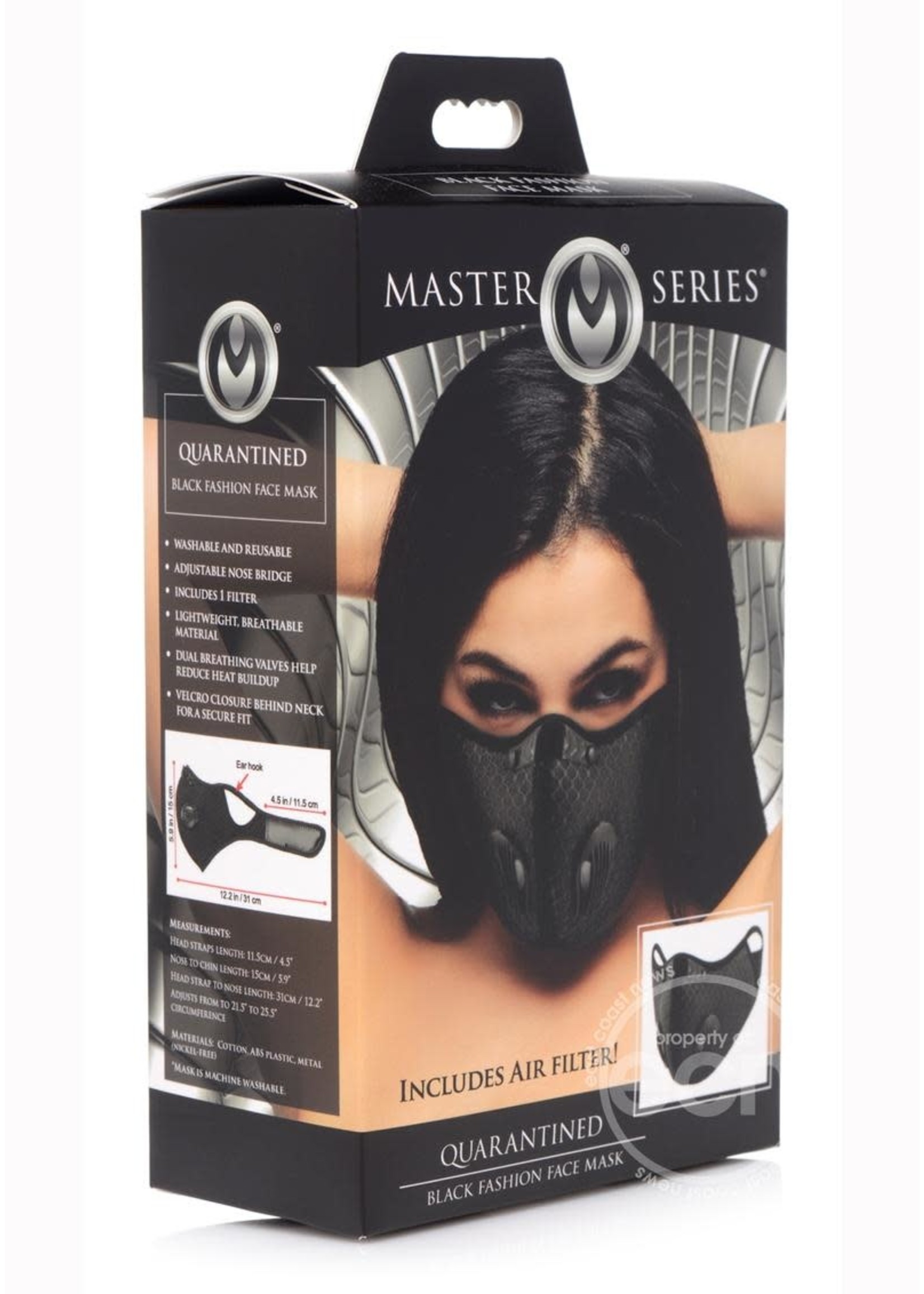 XR Brands Master Series Quarantined 5 Layer Filtered Face Mask - Black