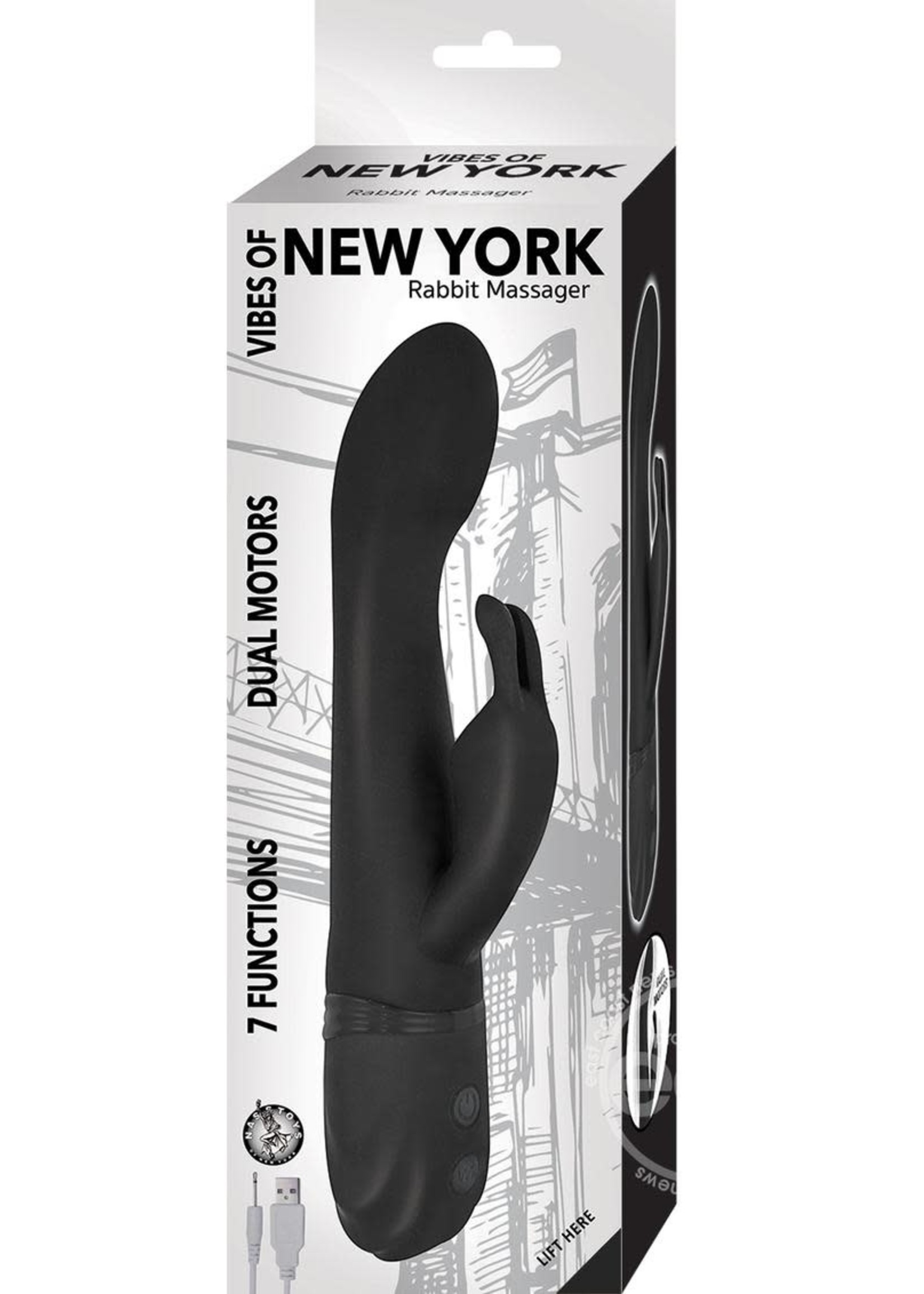 Nasstoys Vibes Of New York Rabbit Massager Rechargeable Silicone Vibrator - Black
