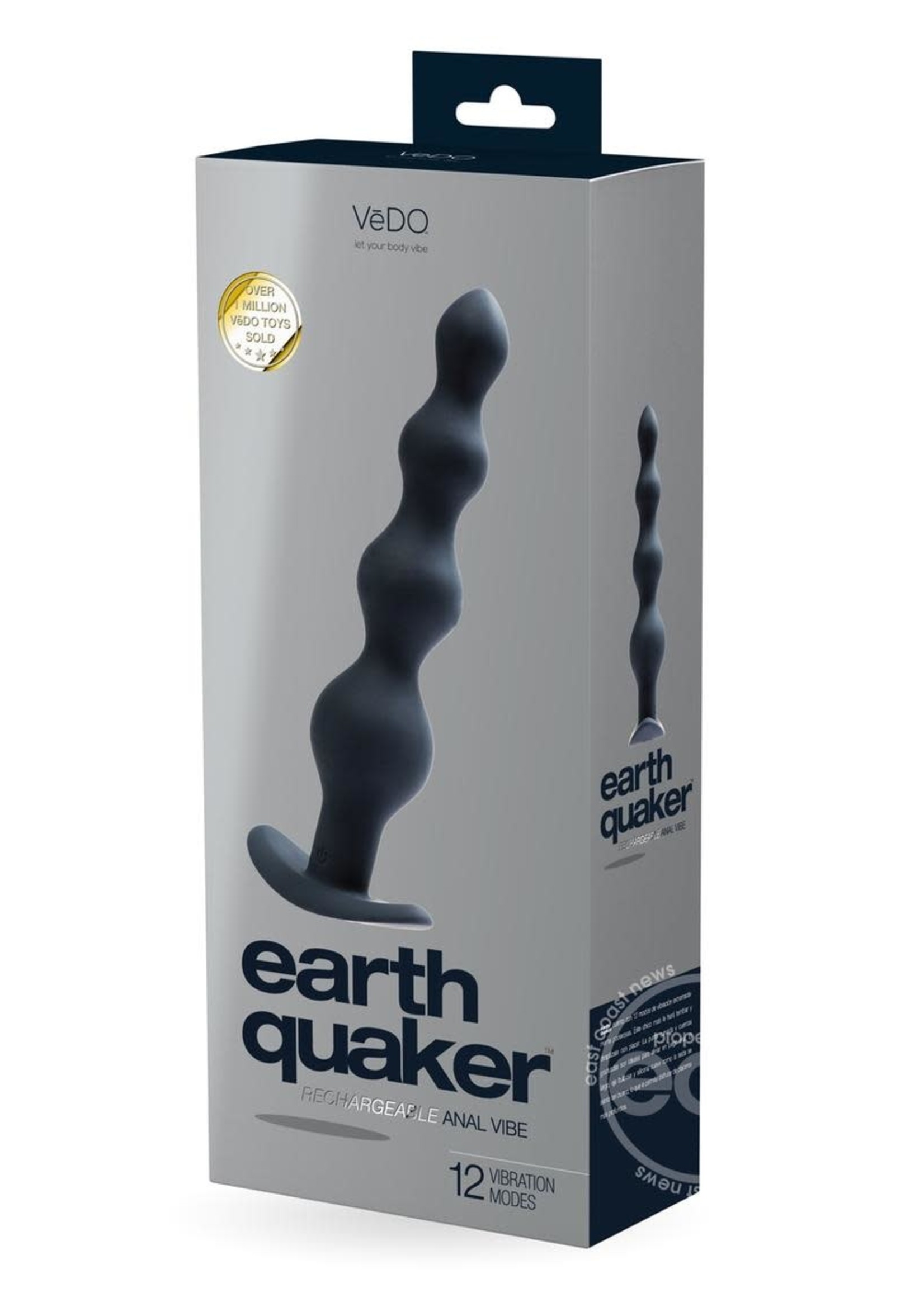 Vedo Toys VeDO Earth Quaker Rechargeable Silicone Anal Vibrator - Just Black