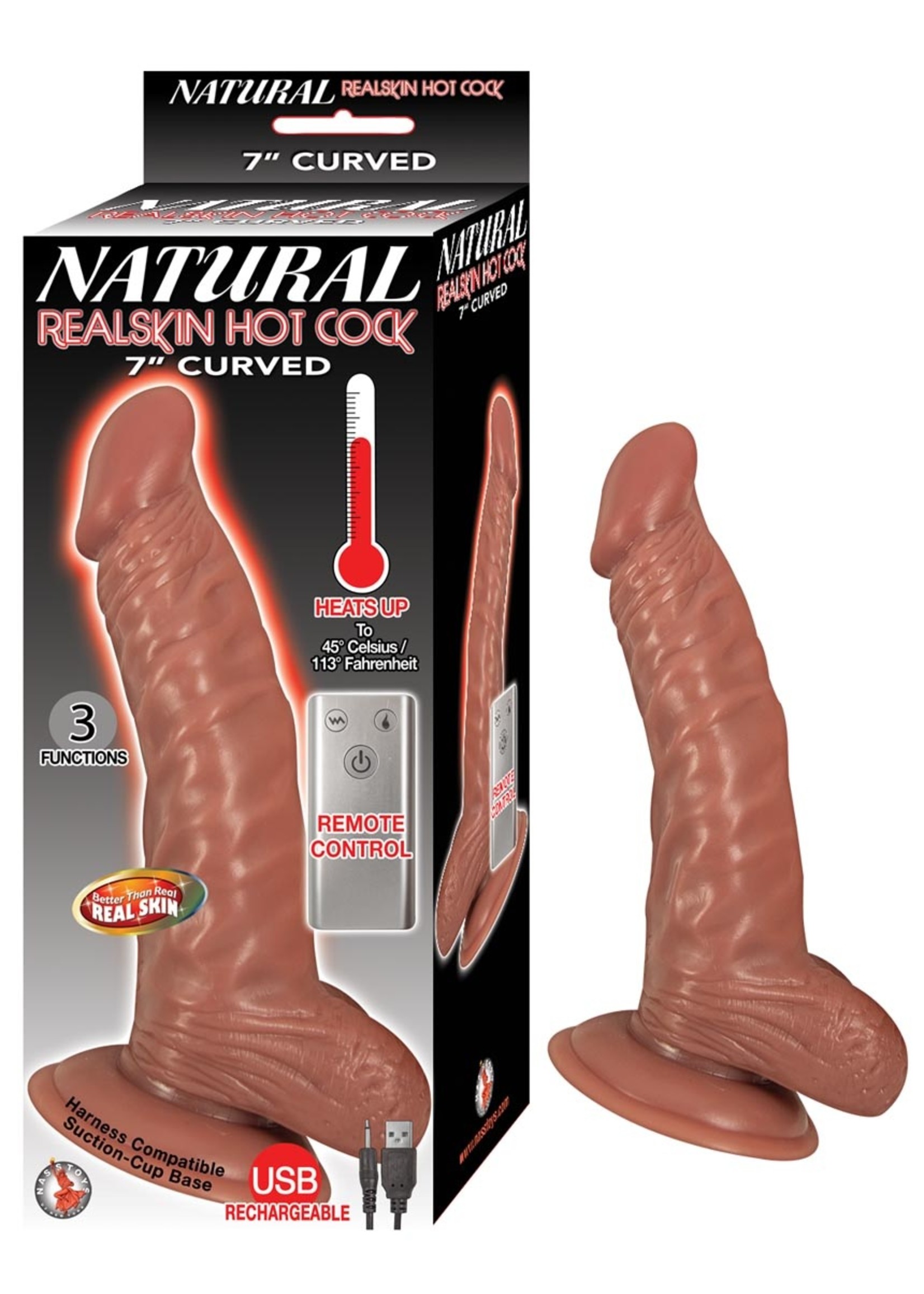 Nasstoys Natural Realskin Hot Cock Curved 7″ - Brown