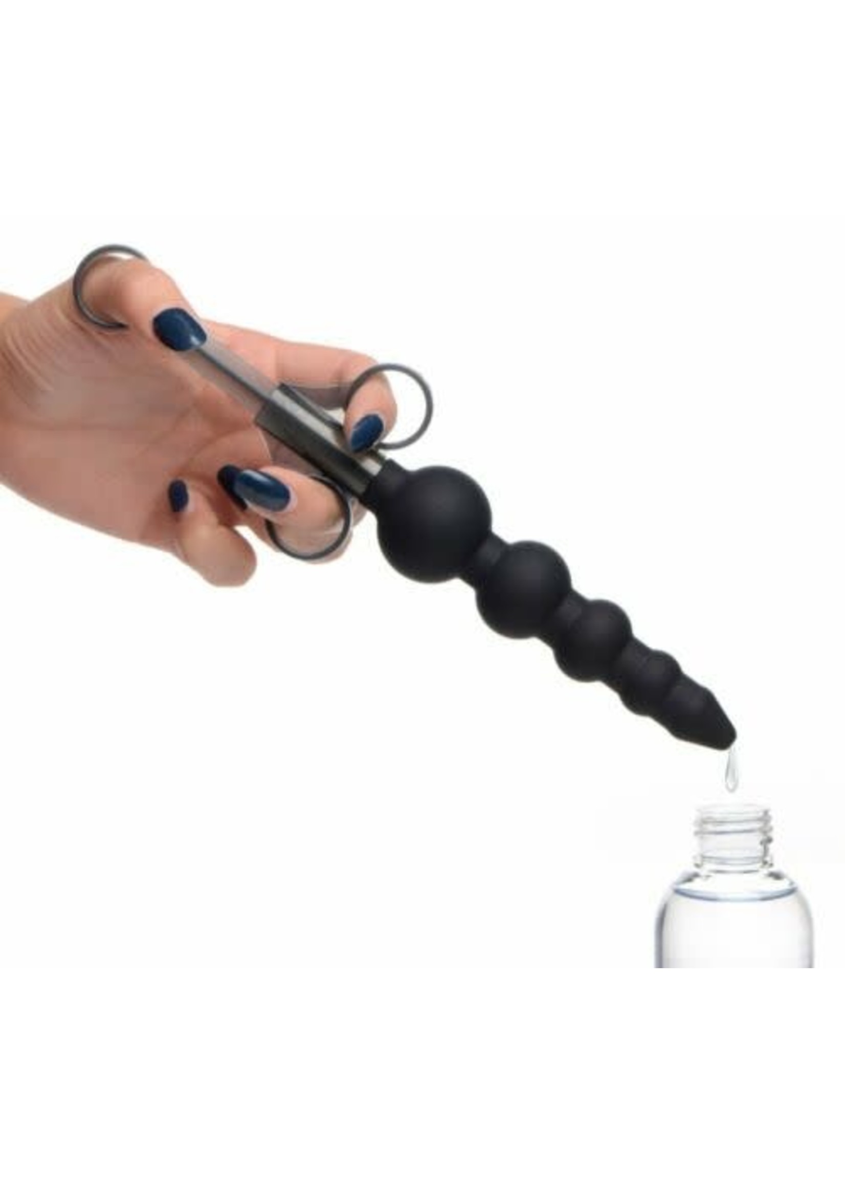 XR Brands Master Series Silicone Graduated Beads Lubricant Launcher - Black