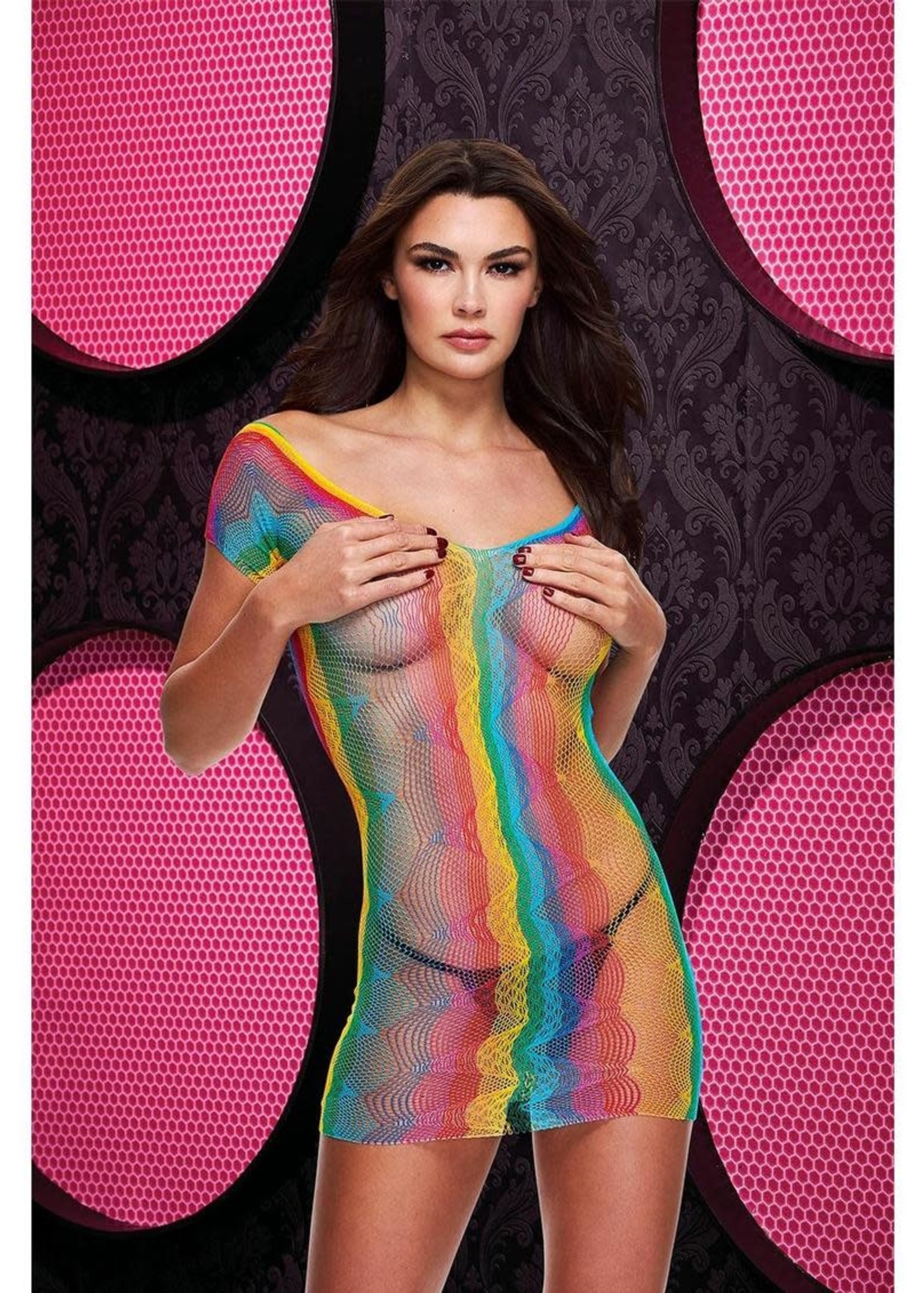 Lap Dance Rainbow Jacquard Mini Dress