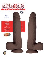 Nasstoys Realcocks Dual Layered #7  Bendable Realistic Dong Waterproof 8.5 Inches  Dark Brown