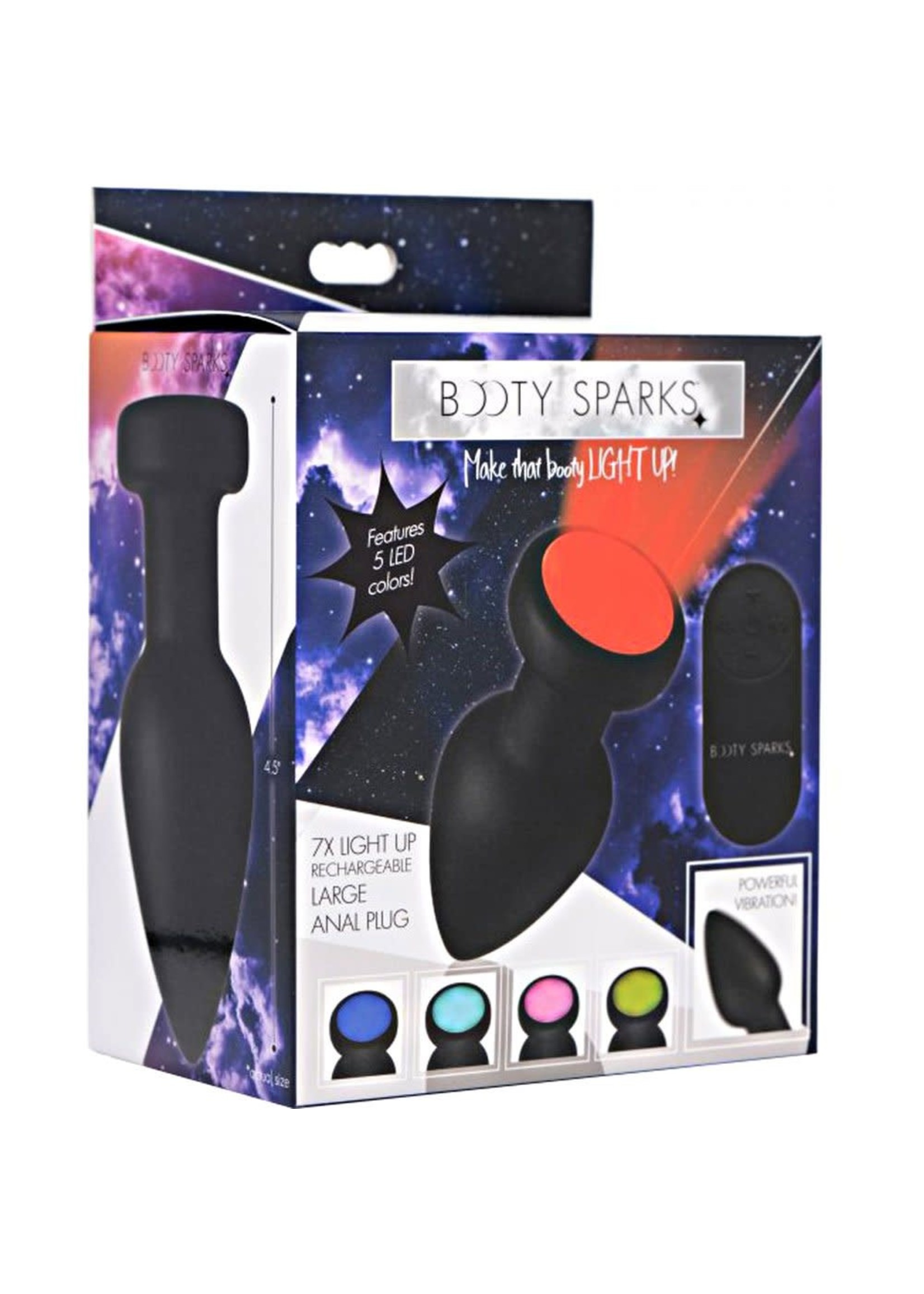 XR Brands Booty Sparks Silicone Vibrating LED Plug