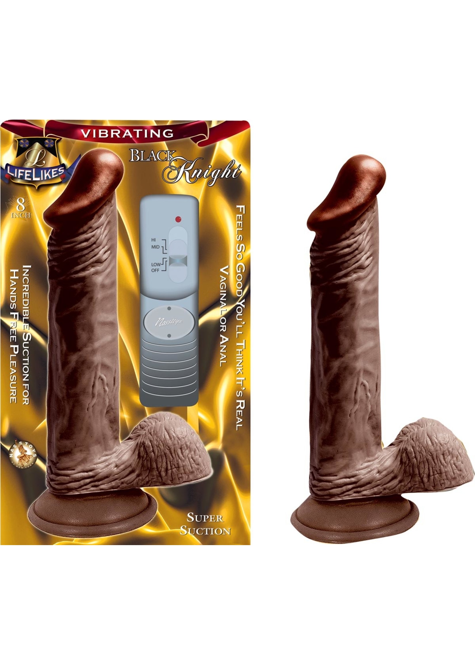 Nasstoys Lifelikes Vibrating Black Knight Dildo 8in - Chocolate