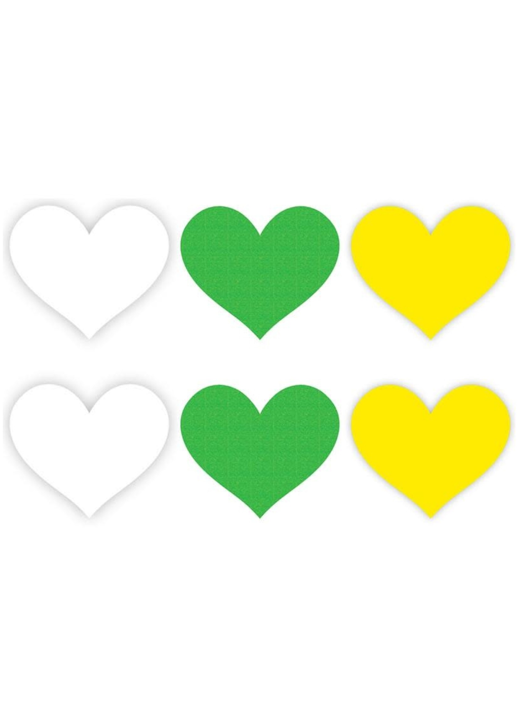 Peekaboo Pasties Neon Heart Pasties (3 Pack) - White/Green/Yellow
