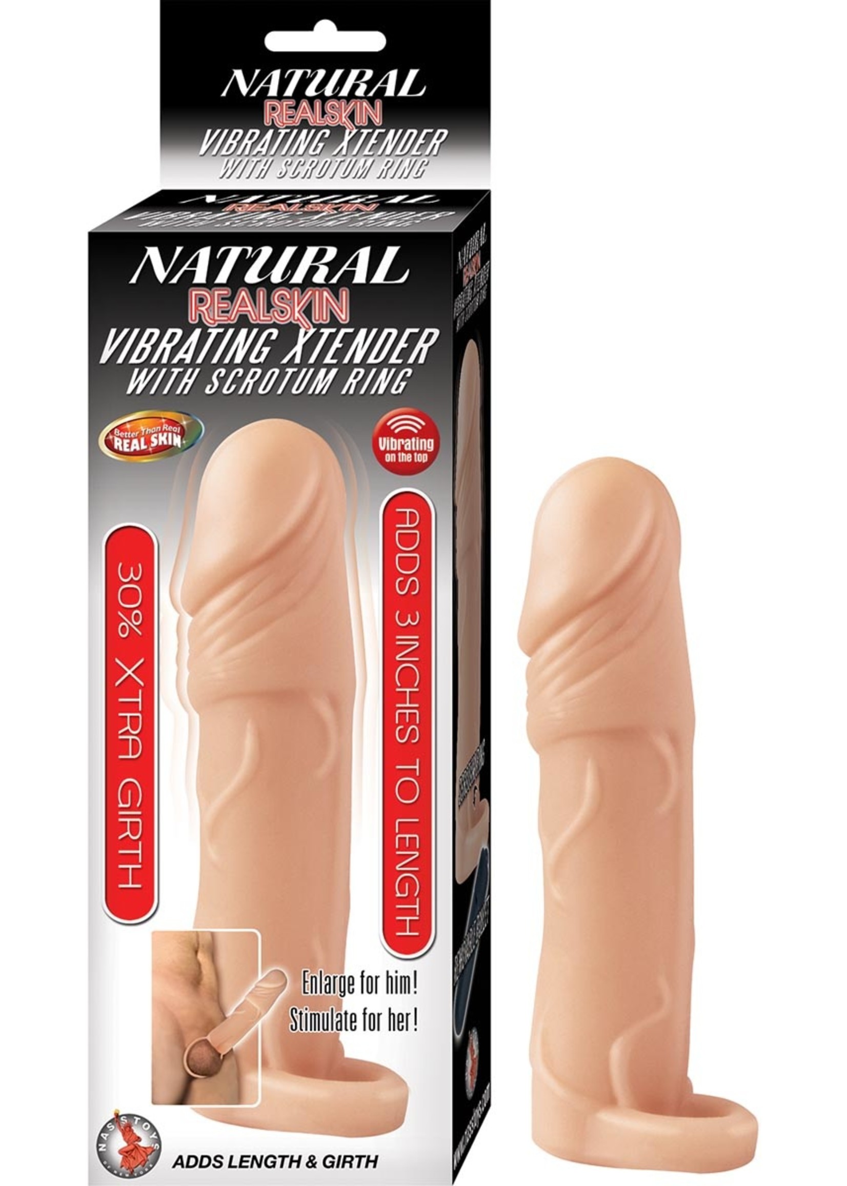 Nasstoys Natural Realskin Vibrating Xtender With Scrotum Ring