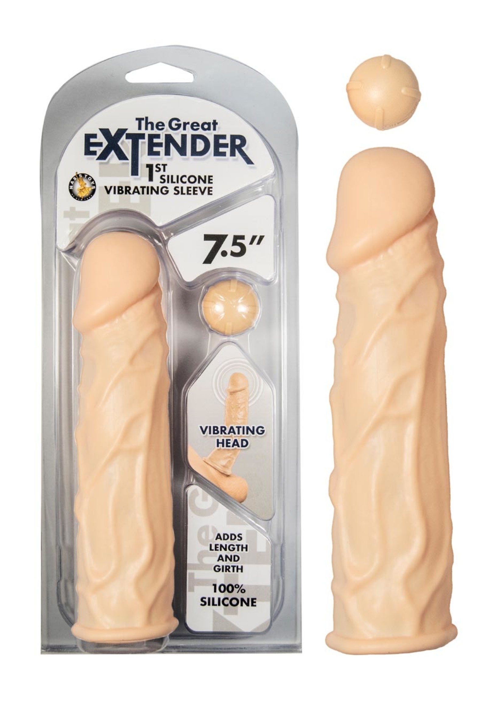 Nasstoys Great Extender 1st Silicone Vibrating Sleeve 7.5in