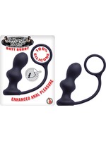 Nasstoys Mach Tuff Butt Buddy Silicone Anal Plug With Cockring Black 4 Inch