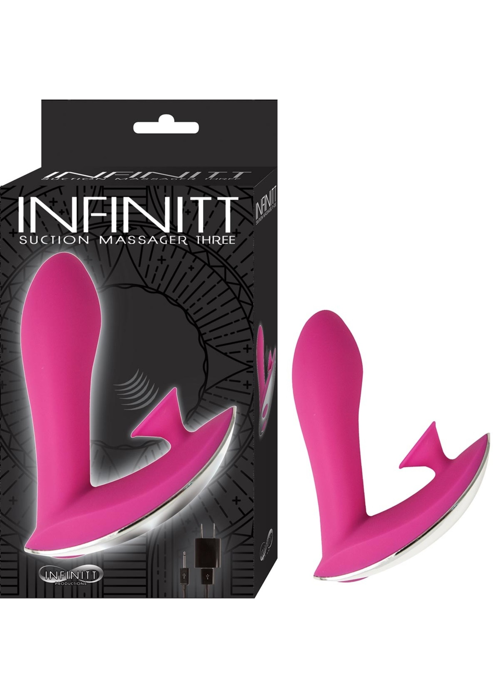 Nasstoys Infinitt Suction Massager Three Rechargeable Silicone Vibrator - Pink