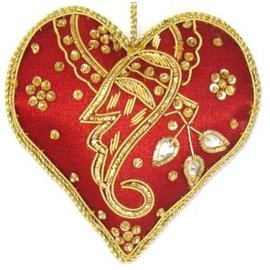 Embroidered Red Heart Ornament