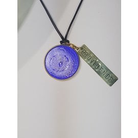 Recycled Glass Round Pendant with Charm - Providence