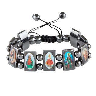 Hematite Saint Adjustable Bracelet