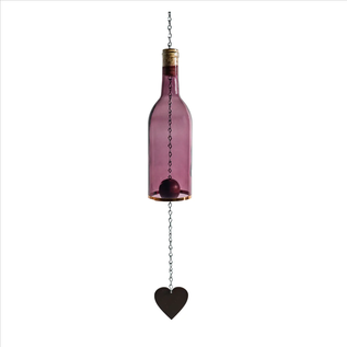 Wind Chimes Made From Glass Wine Bottles with Copper Trim
