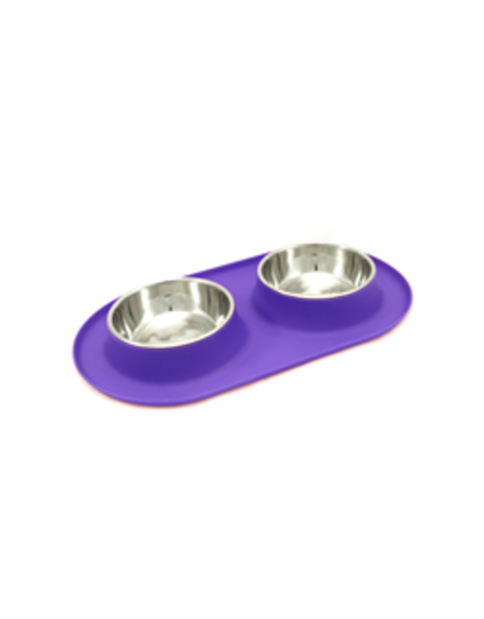 Messy Cats Double Silicone Feeder with Stainless Saucer Bowl - 1.75cups