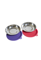 Messy Cats 4pc Set Saucer Bowls with lids (watermelon & purple)