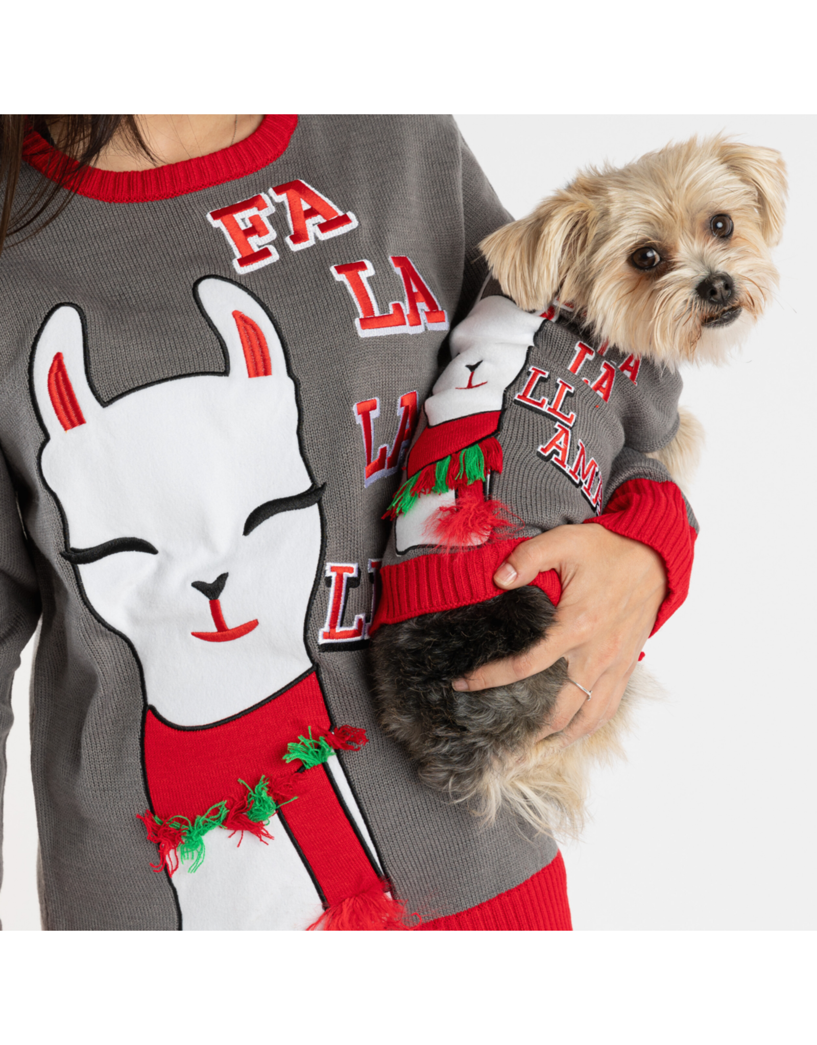 Silver Paw Ugly Matching Christmas Llama Sweater - Dog