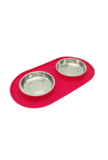 Messy Cats Double Silicone Feeder with Stainless Saucer Bowl - 1.75cups