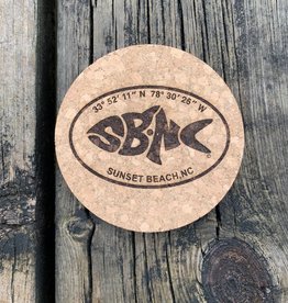 SBNC TURTLE SHELL ROUND CORK COASTER - Sunset Beach Trading Company