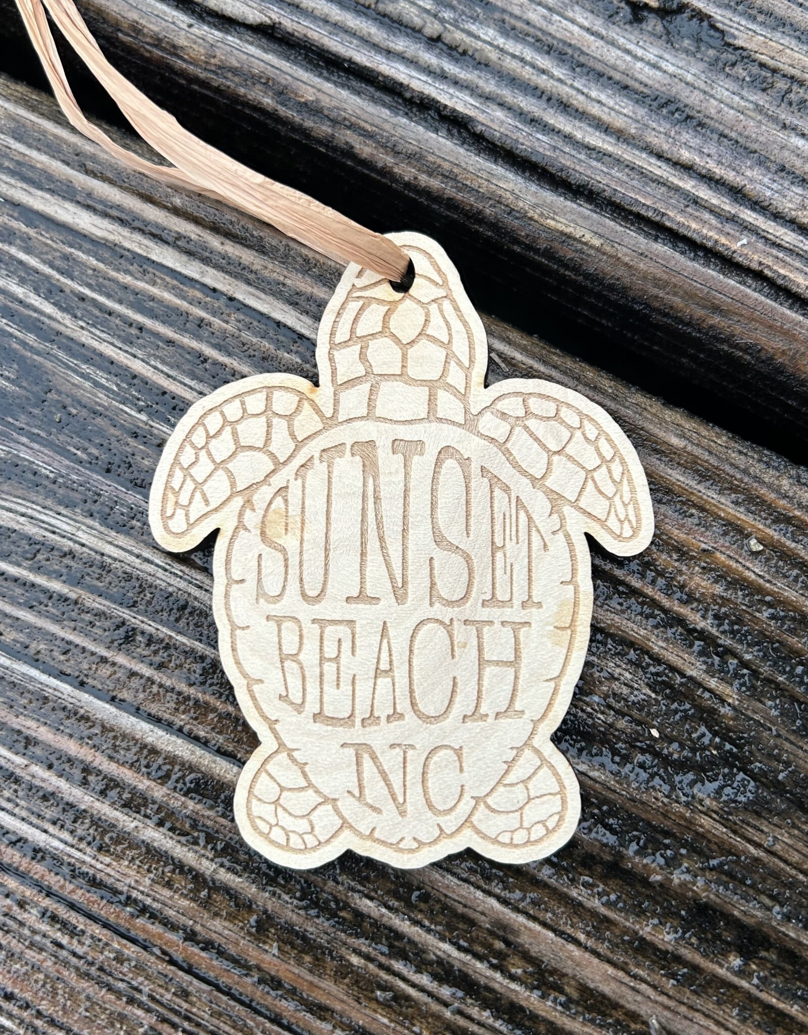 SNBC TURTLE SHELL WOOD ORNAMENT - Sunset Beach Trading Company