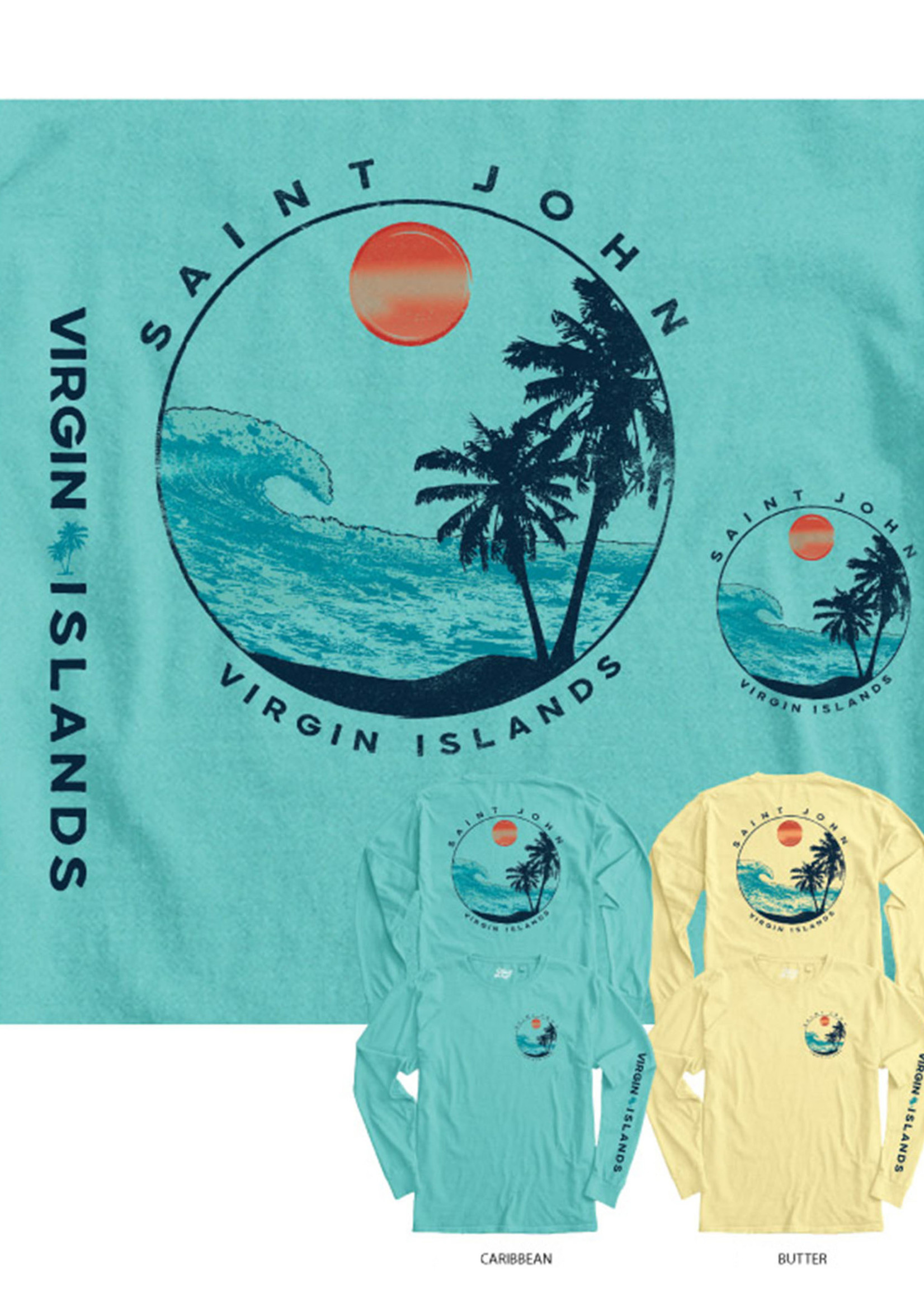 St. John Beach Bum Coastal Club Wave 100% Cotton Long Sleeve