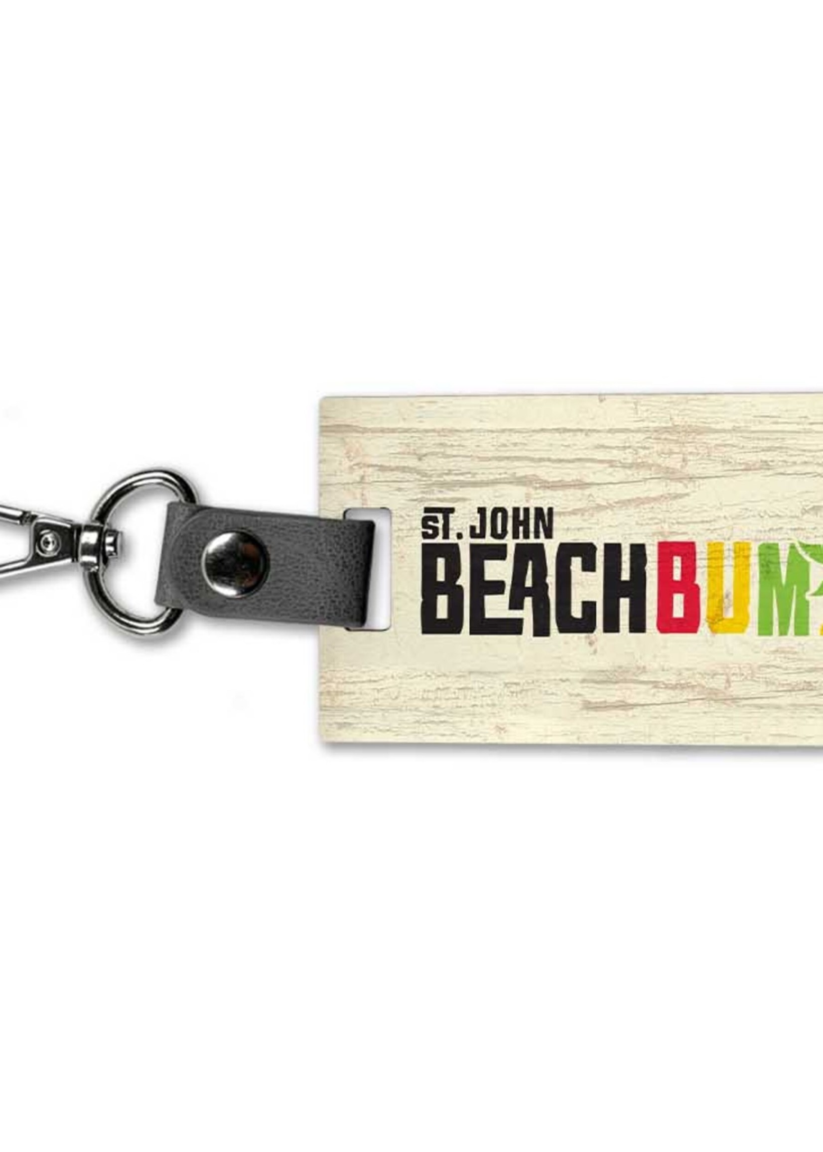 Wood Key Chain - Stretch Logo White