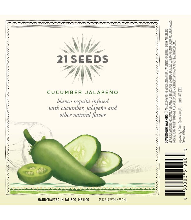 21 Seeds Cucumber Jalapeno Blanco Flavored Tequila | 750ml