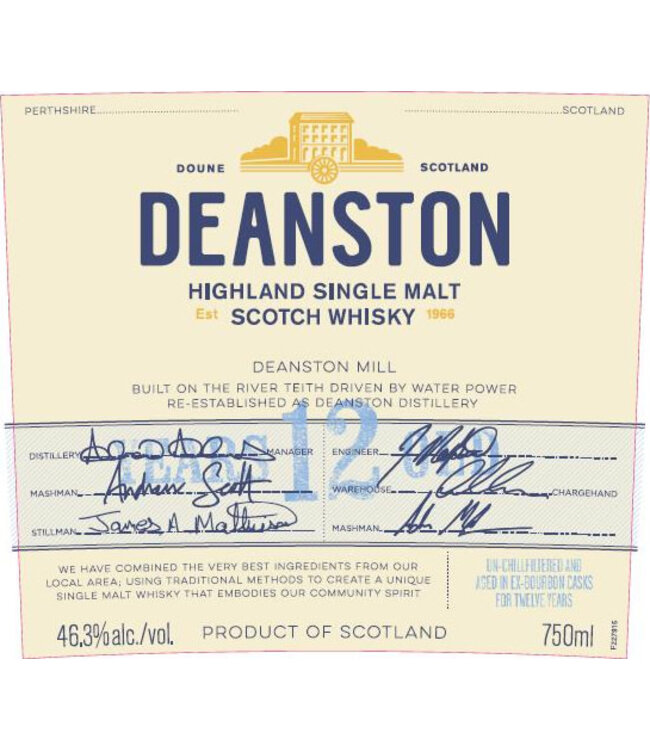 Deanston Whisky Highland Whisky  Single Malt 12 Year Single Malt Scotch | 750ml