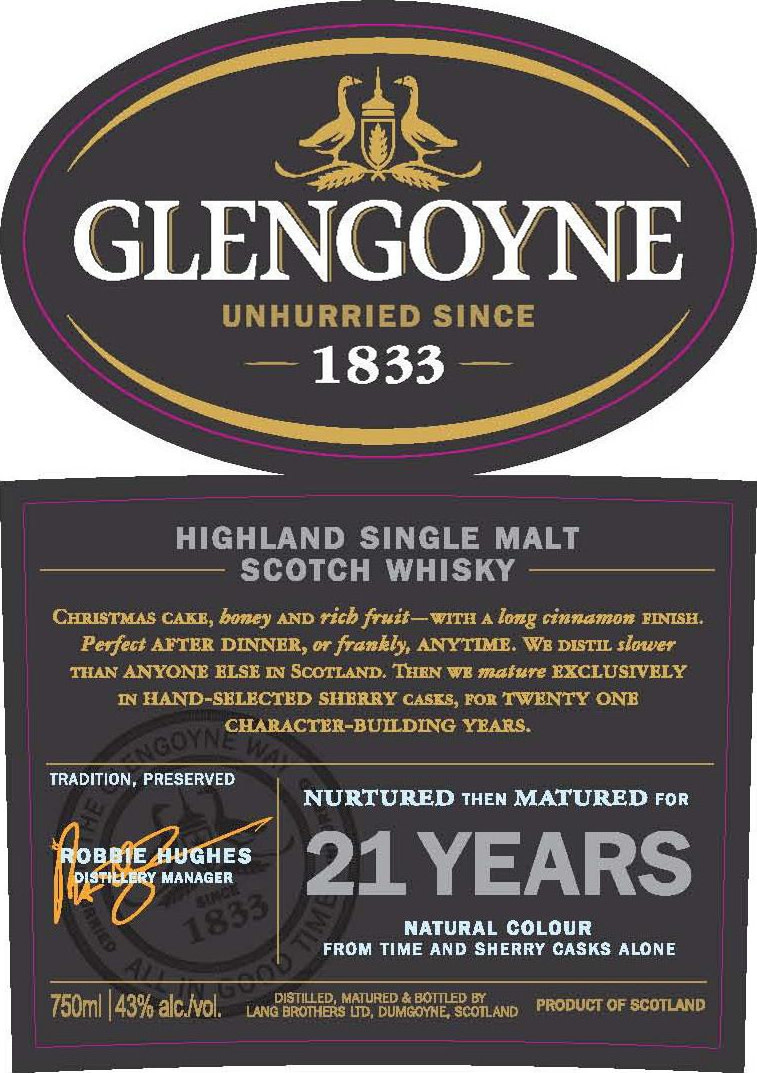 GLENGOYNE 21年 700ml 43.4% Glengoyne 21 Years Old Sherry Oak 70cl