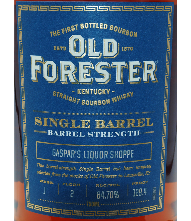 Old Forester Single Barrel Gaspar's Private Barrel Barrel Strength Bourbon | 750ml