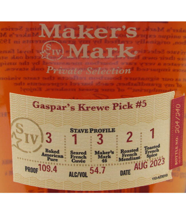 Maker's Mark #5 Gaspar's Private Barrel Bourbon 2020 | 750ml