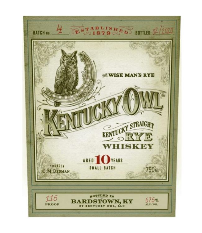 Kentucky Owl Batch 4 10 Year Rye Whiskey | 750ml
