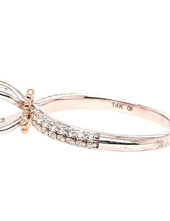 2-row diamond (0.40 ctw) engagement ring setting,14k white with rose gold accents