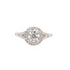 Diamond halo engagement ring, 14k white gold