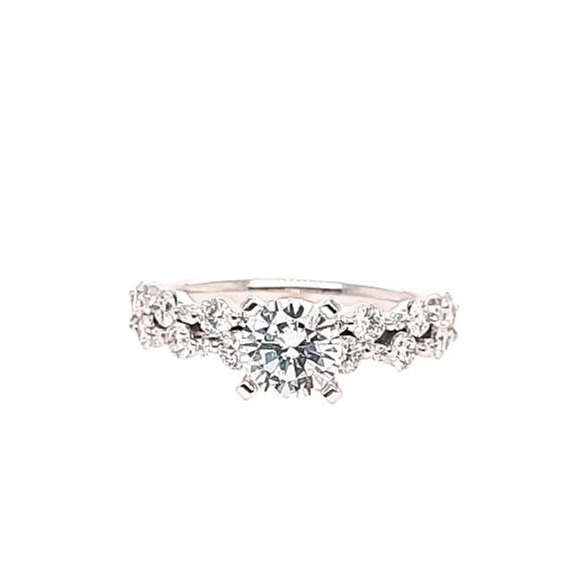 2-row diamond (0.60 ctw) setting, 14k white gold, shown with a cz, center stone not included