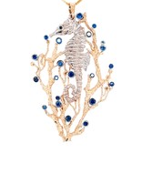 Blue diamond (1.04 ctw) "Seahorse" pendant, 14k white & yellow gold