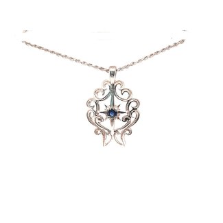 TQ Original Sapphire Compass pendant, sterling silver
