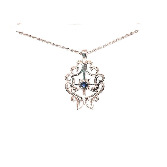 TQ Original Sapphire Compass pendant, sterling silver