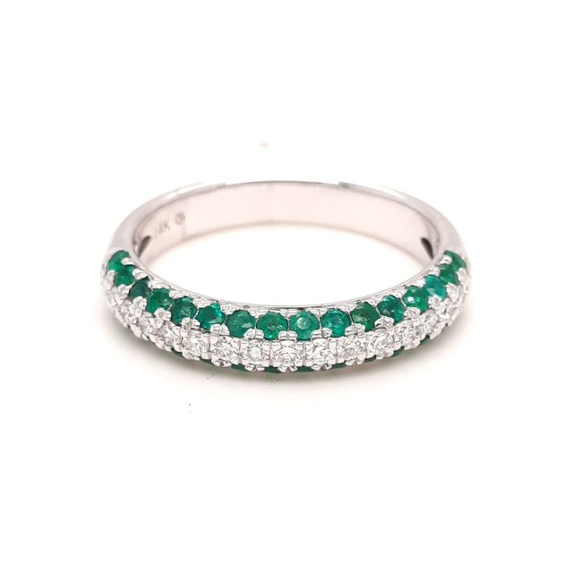 3 Rows Emerald and Diamond Band (0.61/0.25 ctw)
