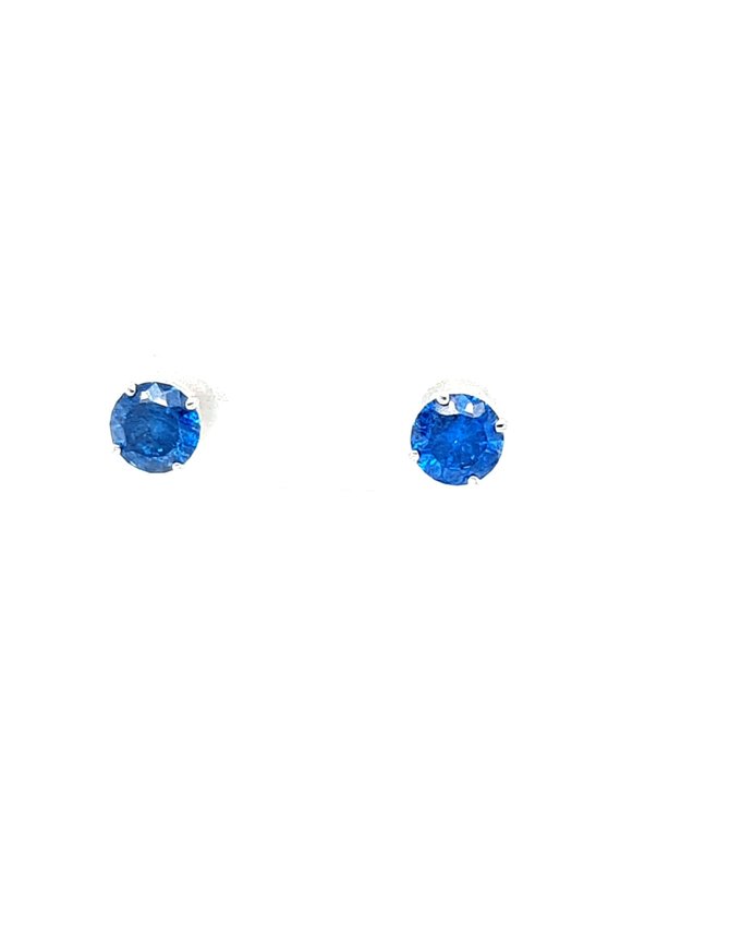 Blue diamond (0.52 ctw) 4-prong stud earrings, 14k white gold