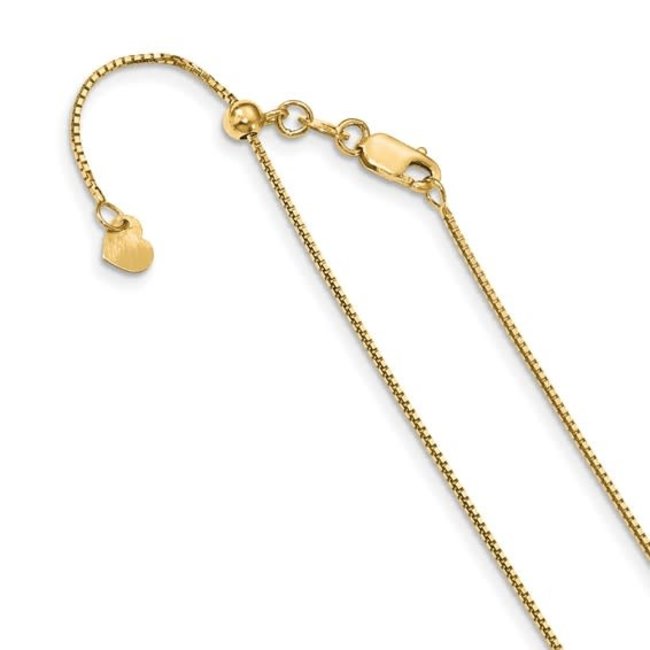 22" 14k yellow gold box adjustable chain 0.88 mm 3.3 gr