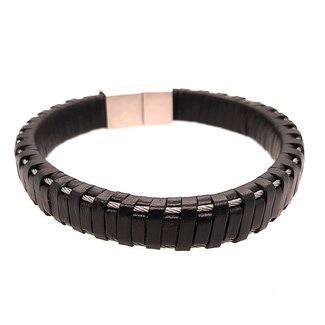 Men's 9" black cable bracelet, stainless steel clasp