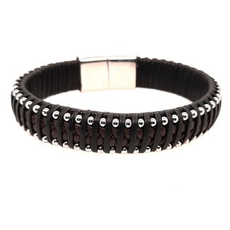 Men's 9" black cable bracelet, stainless steel clasp