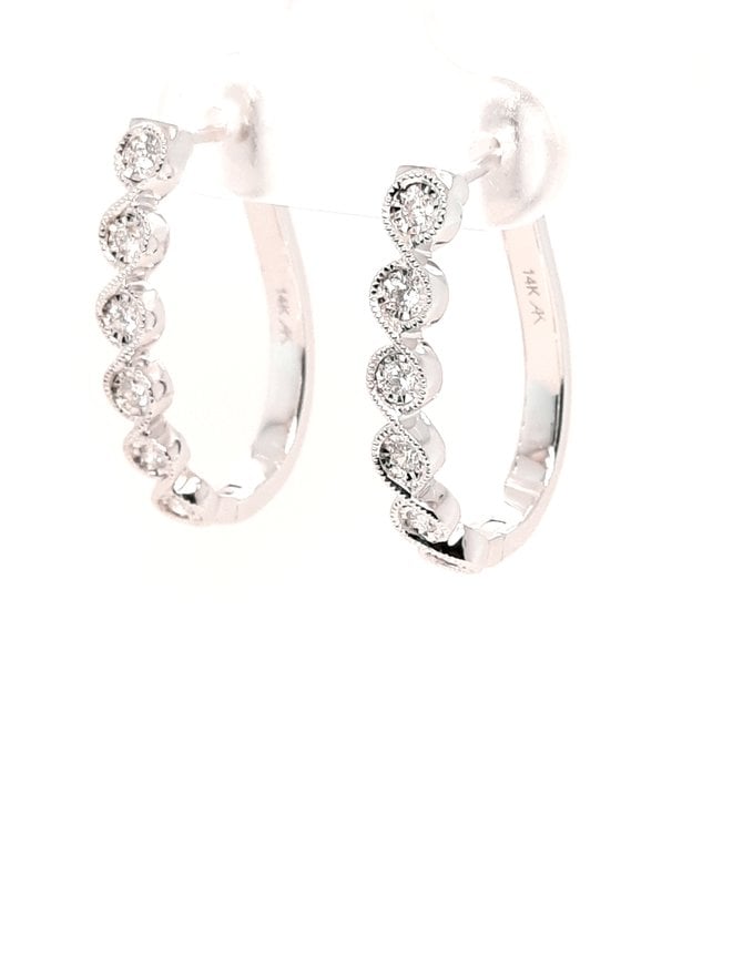 Diamond(0.25ctw) bezel set hoop earrings, 14k white gold